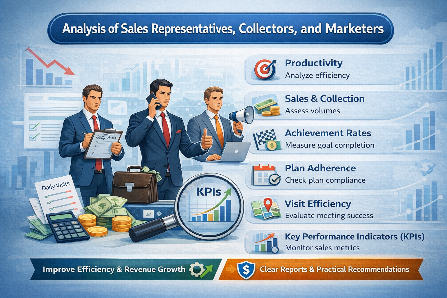 تحليل المندوبين والمحصلين والمسوقين